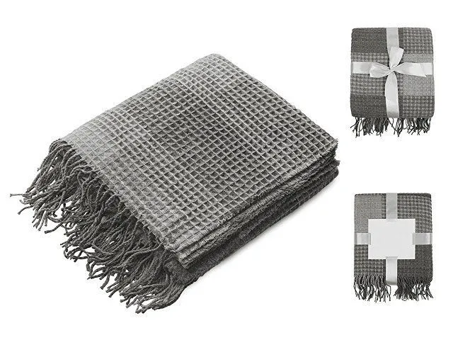 Плед акриловый Gaufre, серый с логотипом компании. Цена 1 466 ₽. Артикул AROA836258
