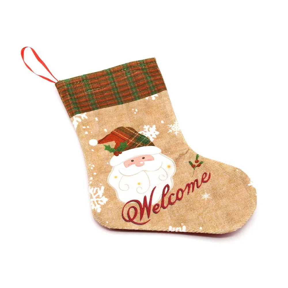 Сапожок подарочный новогодний №3 (дед мороз коричнево-белый) с логотипом компании. Цена . Артикул ARDNSYWZ-082004