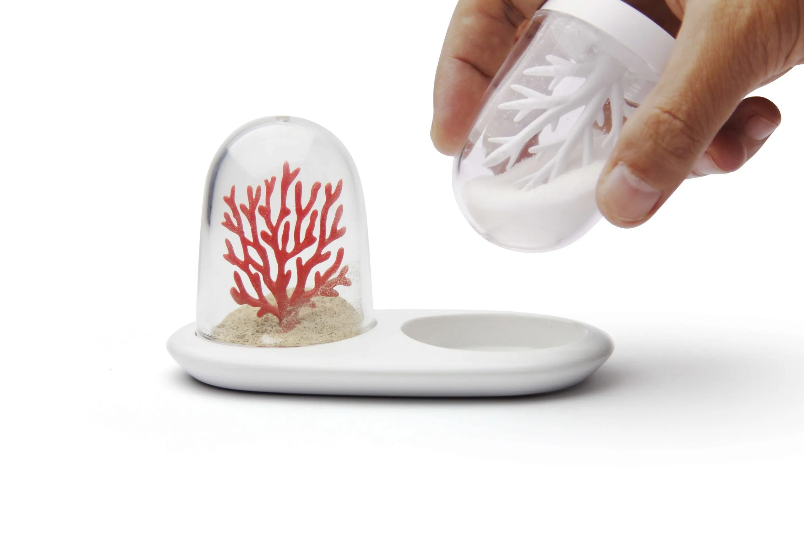 Солонка и перечница Coral Bleaching с логотипом компании. Цена . Артикул ARDNQL10321-WH-RD