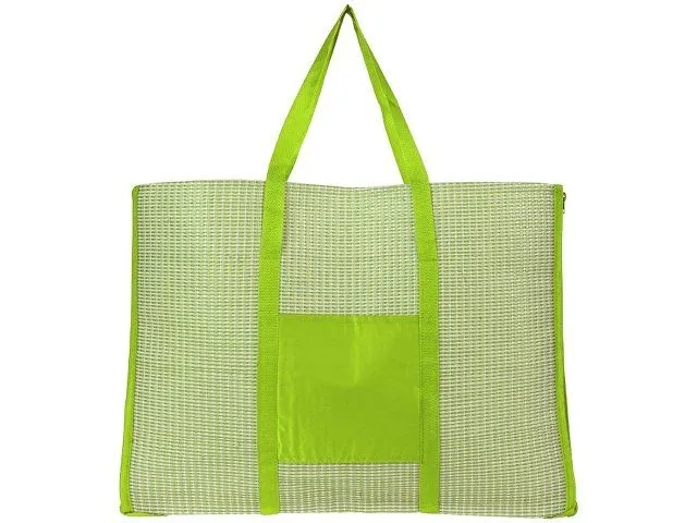 Пляжная складная сумка-тоут и коврик Bonbini, лайм с логотипом компании. Цена . Артикул AROA10055402