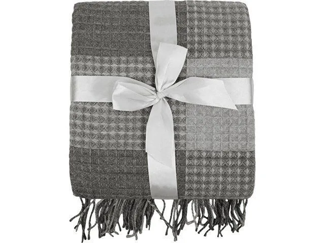 Плед акриловый Gaufre, серый с логотипом компании. Цена 1 466 ₽. Артикул AROA836258