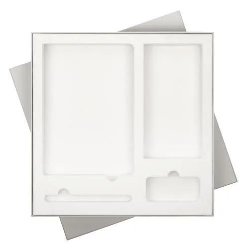 Подарочная коробка без ложемента для ежедневника, ручки и аккумулятора, серая (под съемные ложементы)