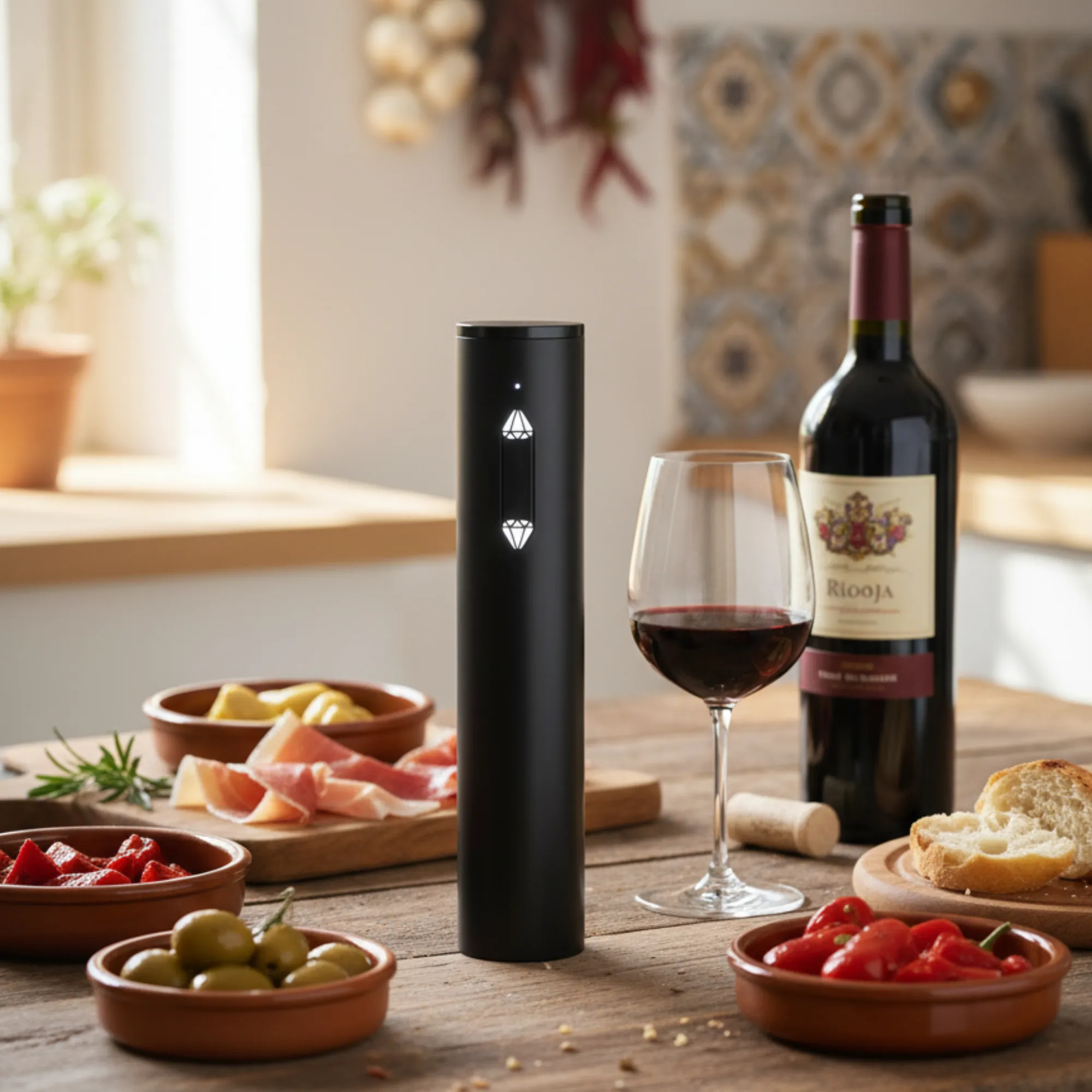 Винный электрический штопор Murcia, черный с логотипом компании. Цена . Артикул ARDN44011.22