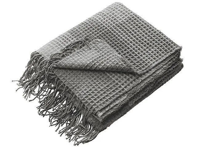 Плед акриловый Gaufre, серый с логотипом компании. Цена 1 466 ₽. Артикул AROA836258