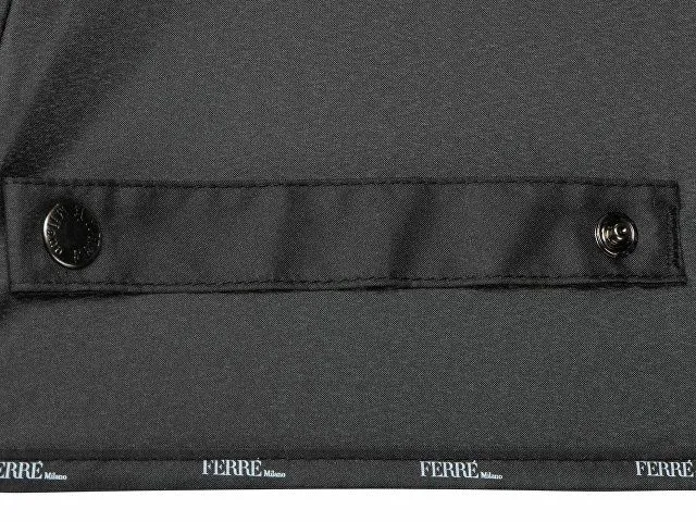 Зонт-трость полуавтоматический Ferre Milano, черный с логотипом компании. Цена 10 511 ₽. Артикул AROA210001
