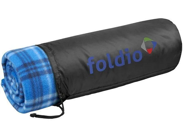 Клетчатый плед Scot, ярко-синий с логотипом компании. Цена . Артикул AROA11295401