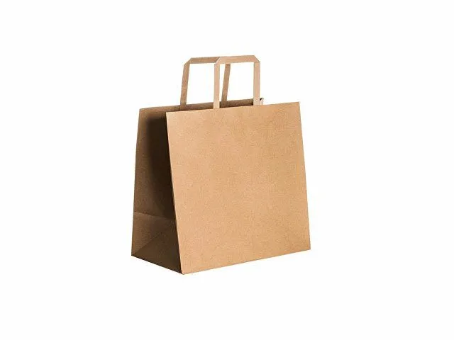 Пакет бумажный OLMO, бежевый с логотипом компании. Цена 67 ₽. Артикул AROABO7122S129