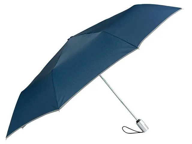 Зонт складной 5640 Guard со светоотражающим кантом, автомат, нейви с логотипом компании. Цена 4 125 ₽. Артикул AROA100014