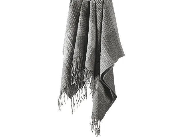 Плед акриловый Gaufre, серый с логотипом компании. Цена 1 466 ₽. Артикул AROA836258