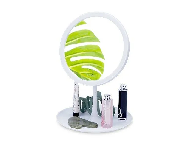 Косметическое зеркало с LED-подсветкой "Beautific", белый с логотипом компании. Цена 801 ₽. Артикул AROA521115