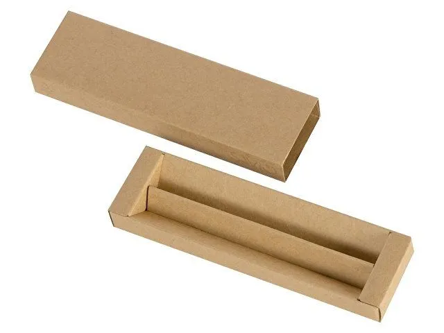Футляр для 2 ручек из переработанного картона "Recycard", натуральный с логотипом компании. Цена . Артикул AROA280008