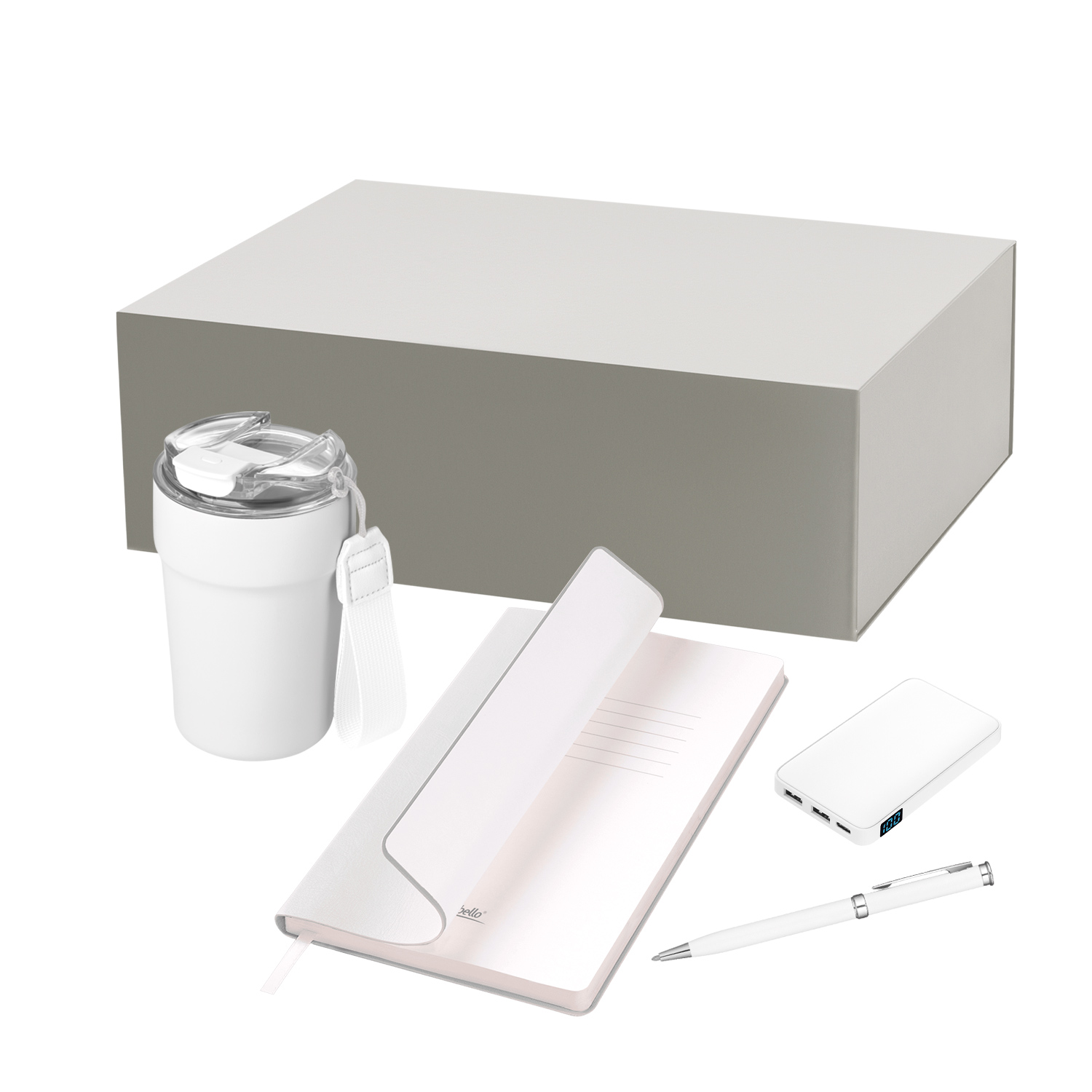 Подарочный набор Монако (Monaco), белый (термокружка, аккумулятор, ежедневник, ручка) для бизнеса