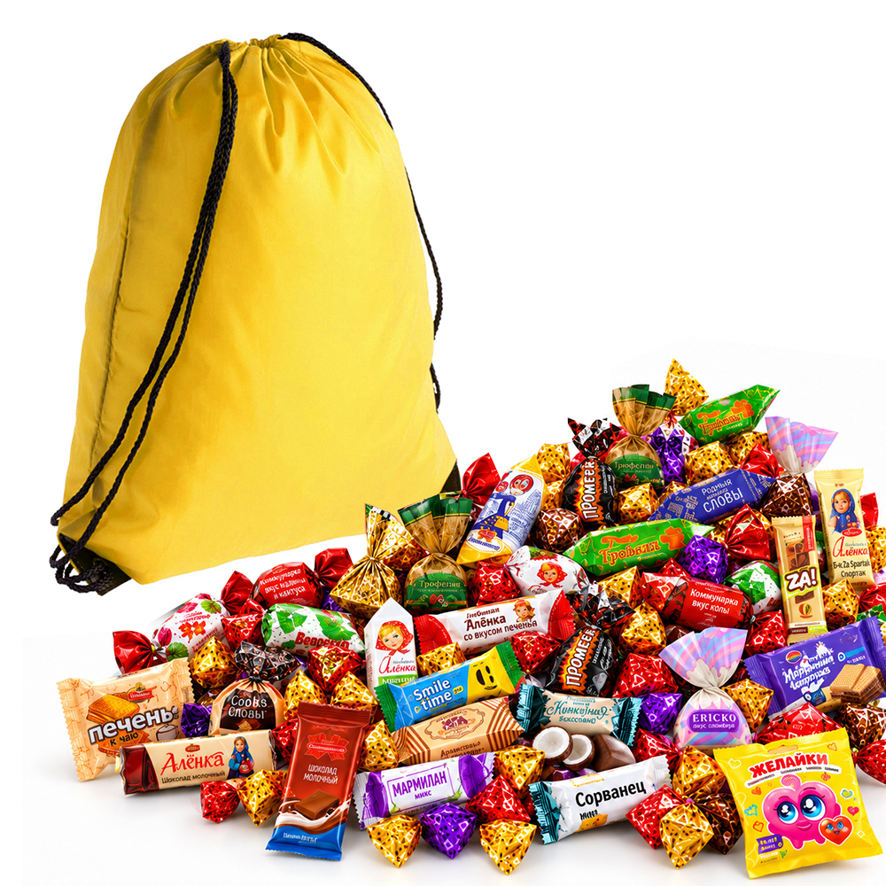 №5 РЮКЗАК СЛАДОСТЕЙ TIP 1500 грамм новогодний подарок белорусский, жёлтый для бизнеса