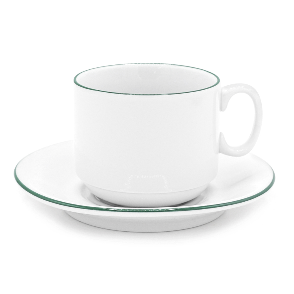 Чайная пара фарфоровая  220см³ экспресс Палитра, зеленый, в коробке для бизнеса