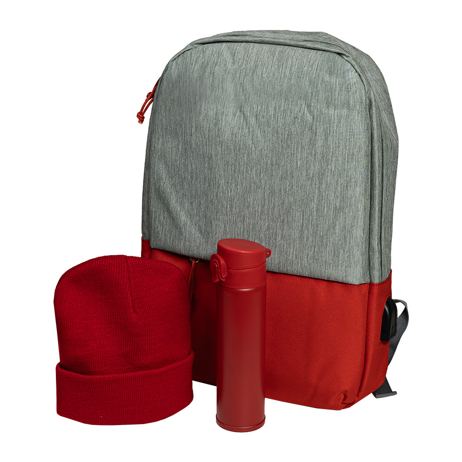 Набор подарочный MYWAY: шапка, термос, рюкзак, красный для бизнеса