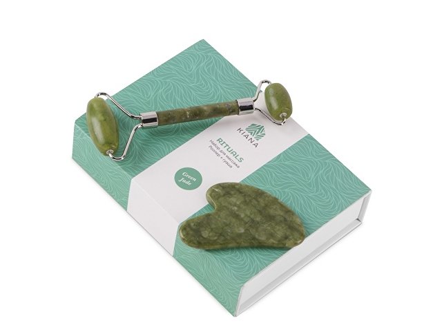 Сет роллер и гуаша "Rituals" из нефрита, зеленый для бизнеса