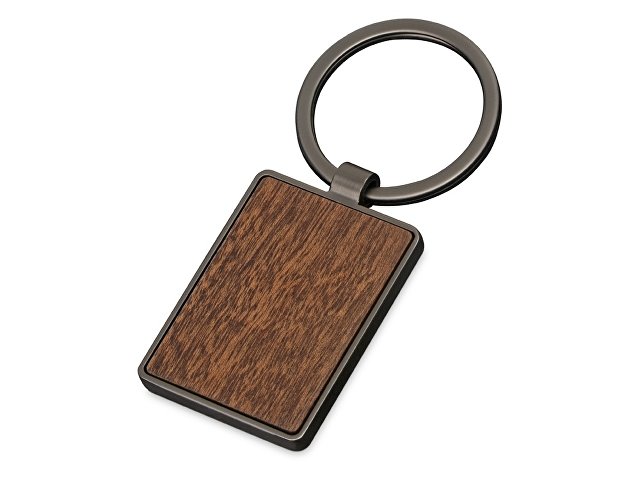 Брелок из темного металла и дерева "Timber", черный/темно-коричневый для бизнеса