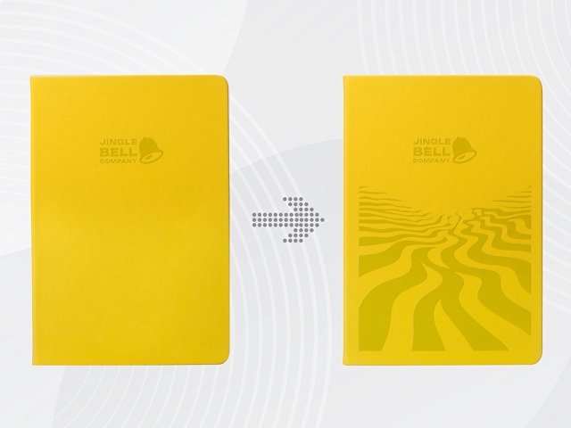 Бизнес-блокнот А5 «C2» soft-touch, желтый, с УФ печатью для бизнеса