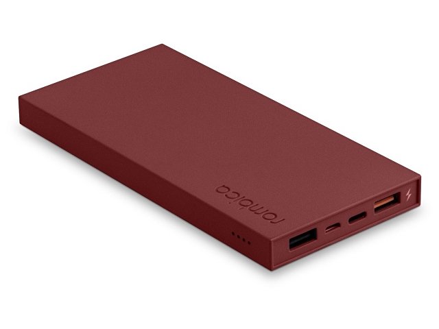 Внешний аккумулятор Rombica NEO ARIA Claret, 10000 мАч, Soft-touch, PD, QCharge, Type-C, бордовый (Р) для бизнеса