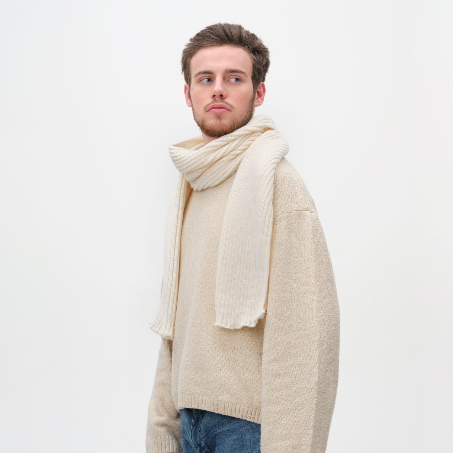Шарф Форгес (Forges) вязаный, бежевый для бизнеса