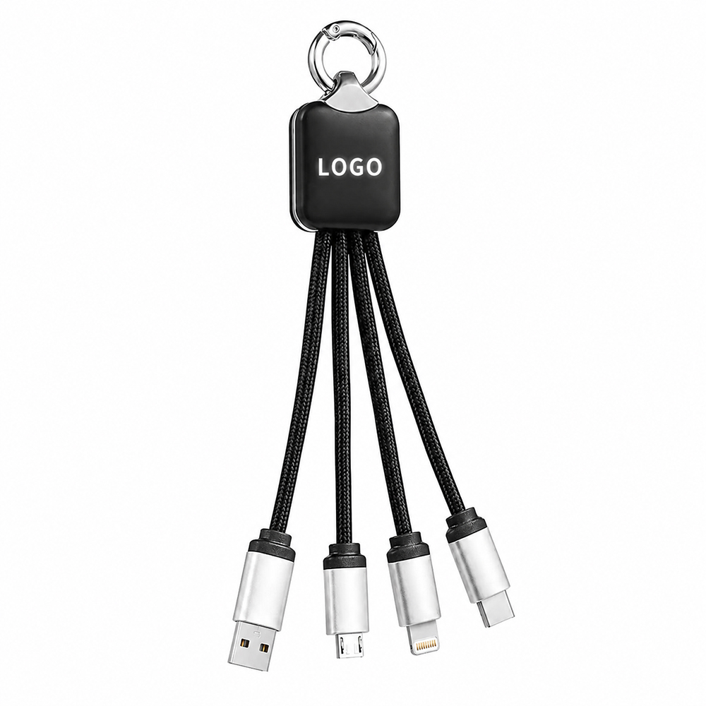 Кабель - брелок Plug с подсветкой гравировки, черный для бизнеса