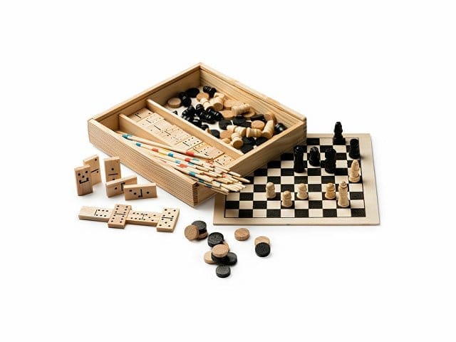 Набор GALVY из 4 игр: микадо, шахматы, шашки и домино (Р) для бизнеса
