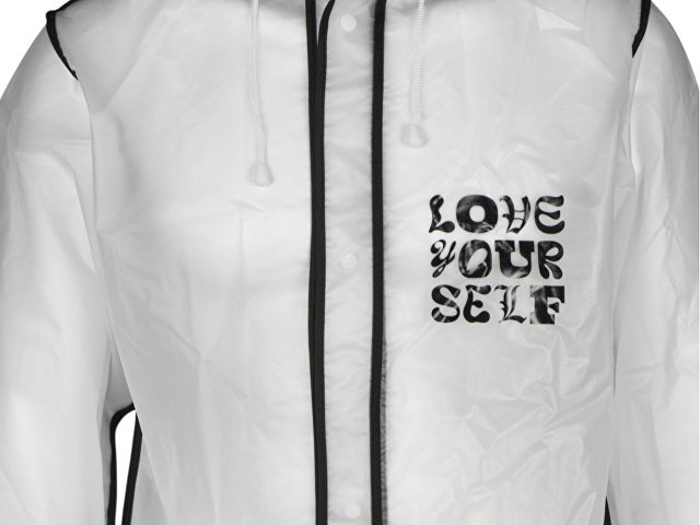 Дождевик "Providence", прозрачный/черный с чехлом (трафаретная печать)