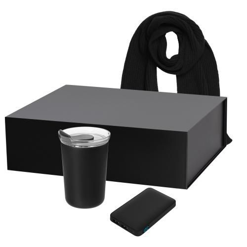 Подарочный набор Strada, Ancor, Forges, черный (термокружка, аккумулятор, шарф)