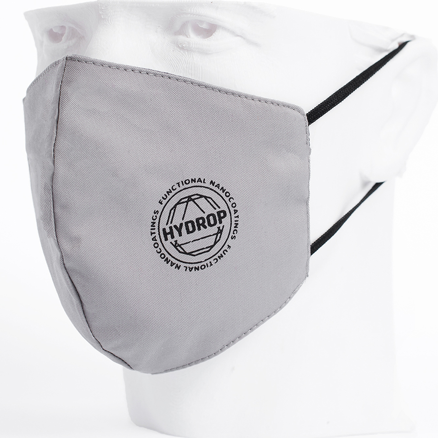 Бесклапанная фильтрующая маска RESPIRATOR 800 HYDROP серая с логотипом в фирменном пакете для бизнеса