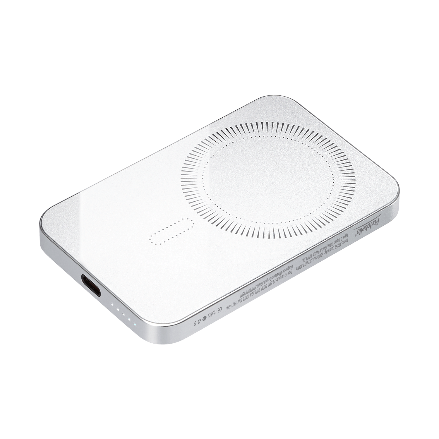 Внешний аккумулятор Артекс PD (Artex PD) 5000mAh с функцией беспроводной зарядки 15W, серебряный для бизнеса