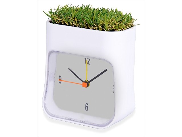 Часы настольные "Grass", белый/зеленый для бизнеса