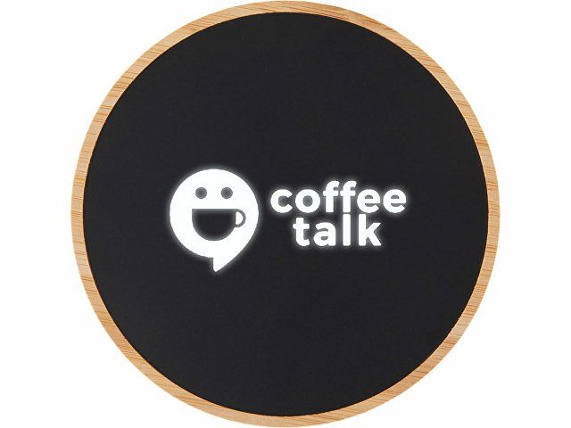 Беспроводное зарядное устройство с подсветкой лого «Reedia S3», 15 Вт, бамбук, черный