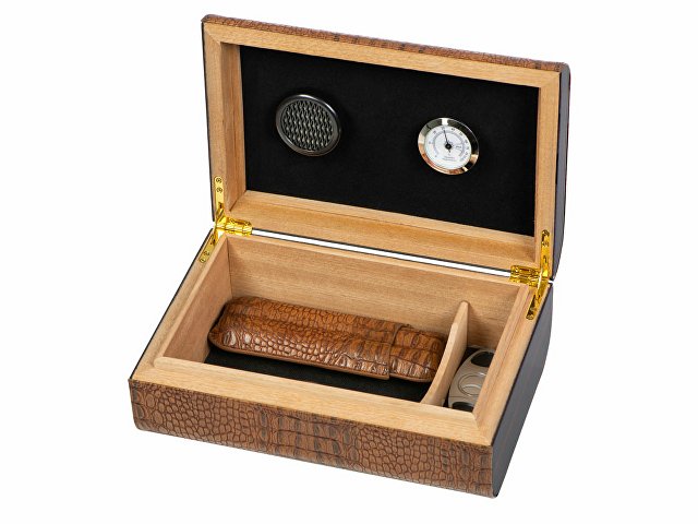 Хьюмидор с аксессуарами, коричневый для бизнеса