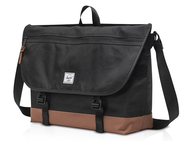 Сумка-мессенджер Herschel Cove из переработанного материала 22,5 л - сплошной черный для бизнеса