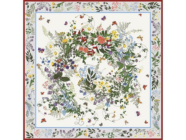 Платок «Русский полевой букет», молочный