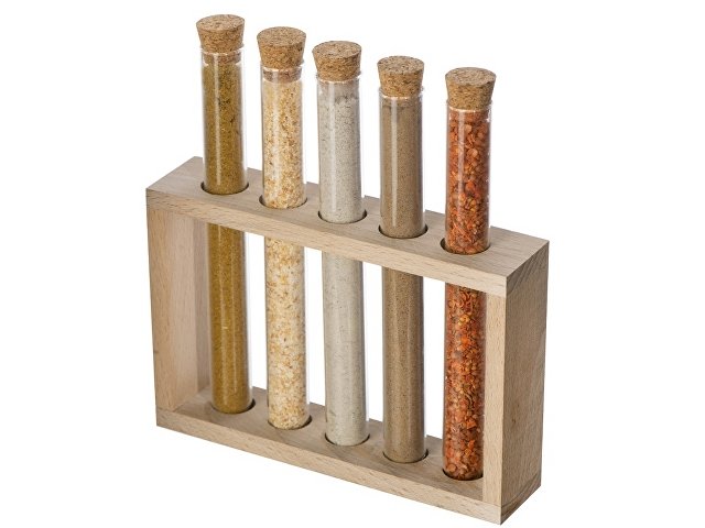 Набор Delish из пяти специй в подставке из бука для бизнеса