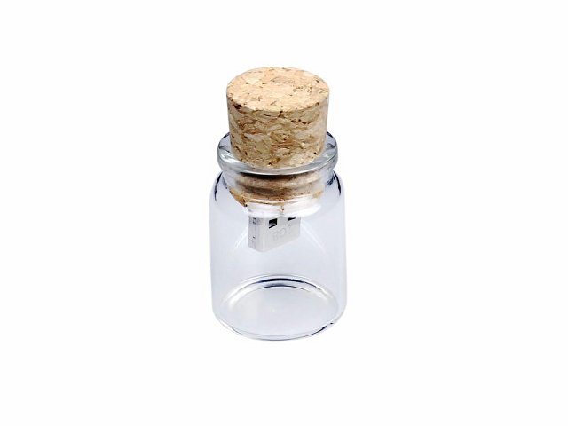 Флешнакопитель в виде пробки в бутылочке (Bottle.512.W, I= 512 Мбайт, Деревянный корпус, стеклянные вставки. Без перс.) для бизнеса