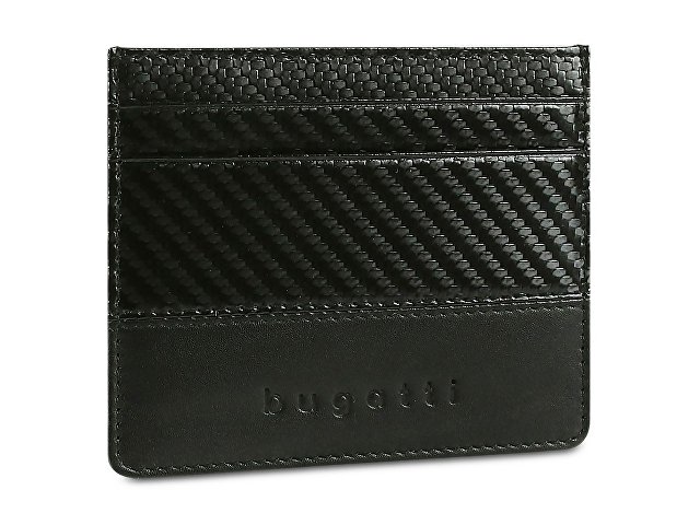 Портмоне для кредитных карт BUGATTI КОМЕТА | COMET, с защитой данных RFID, черное, натуральная воловья кожа, 10,2х0,2х8,2 см для бизнеса