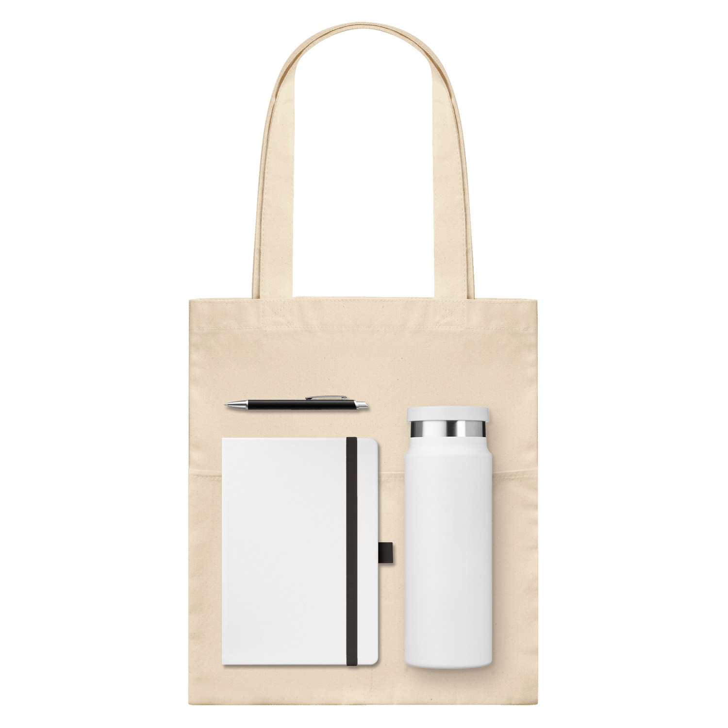 Подарочный набор Арктик (Arctic), белый/черный (ежедневник, ручка, термобутылка, шоппер) для бизнеса