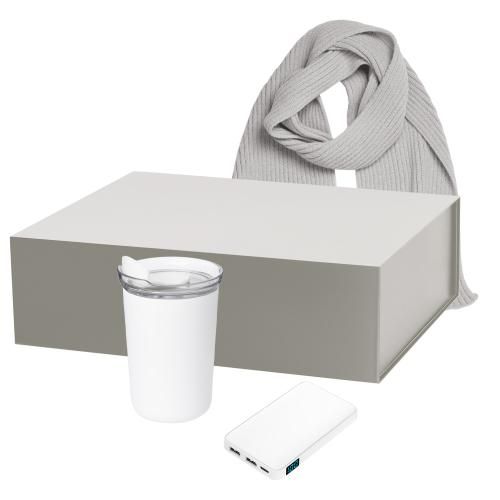 Подарочный набор Strada, Ancor, Forges, белый (термокружка, аккумулятор, шарф)