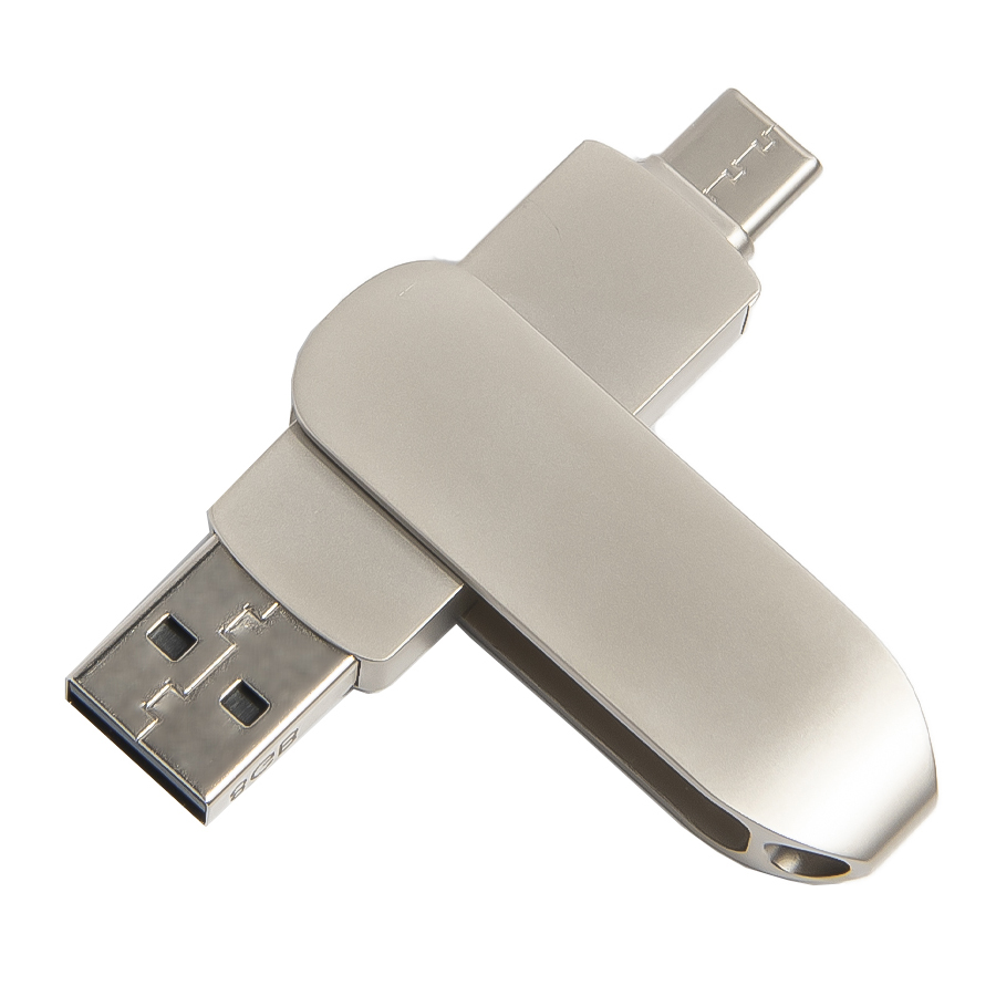 USB flash-карта CIRCLE OTG Type-C (8Гб), серебристая, 6,5х1,5х0,82 см, металл для бизнеса