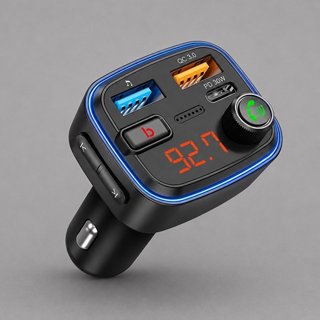 FM-трансмиттер Wave Pro, QC/PD, LED, 48Вт, ENC, Bass boost, черный, Deppa для бизнеса