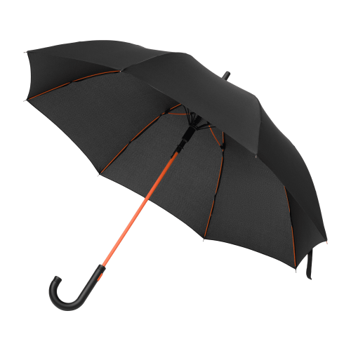 Зонт-трость Quantum, черный/оранжевый