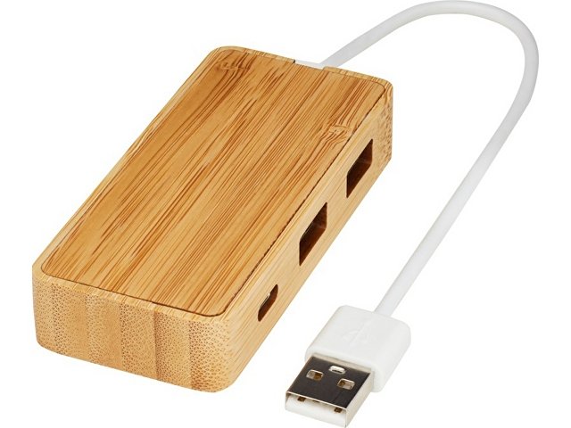 USB-концентратор Tapas из бамбука, натуральный для бизнеса