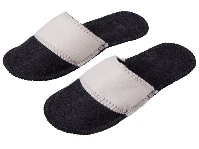 Тапочки белые/серые с отворотом без вышивки