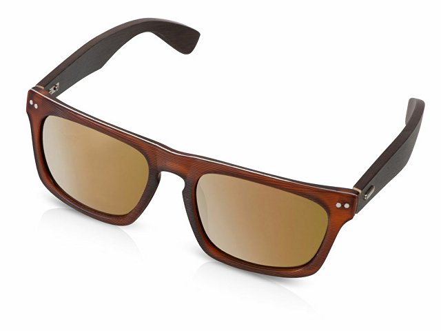 Очки из бамбука с зеркальными линзами "Rockwood mirror", коричневый для бизнеса