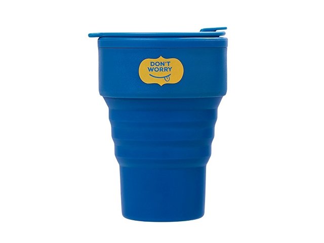 Силиконовый складной стакан «GoCup», синий индиго, тампопечать для бизнеса