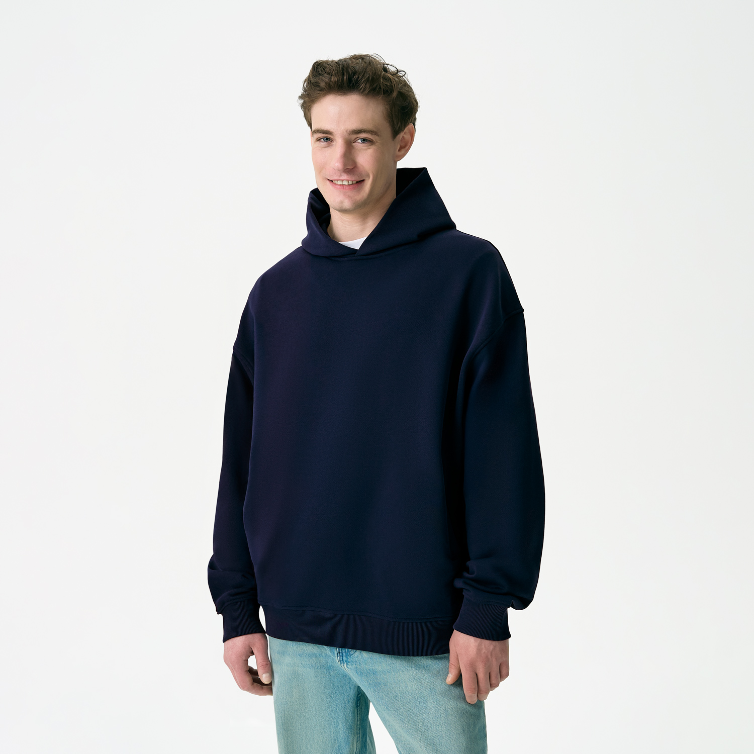 Худи оверсайз унисекс Фьюжн (Fusion), темно-синий, размер 2XS для бизнеса