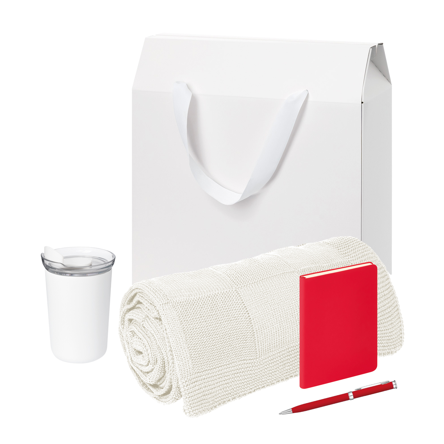 Подарочный набор Велком Пак Спарк мини (Welcome Pack Spark mini), красный (термокружка, блокнот, ручка, плед, коробка-пакет) для бизнеса