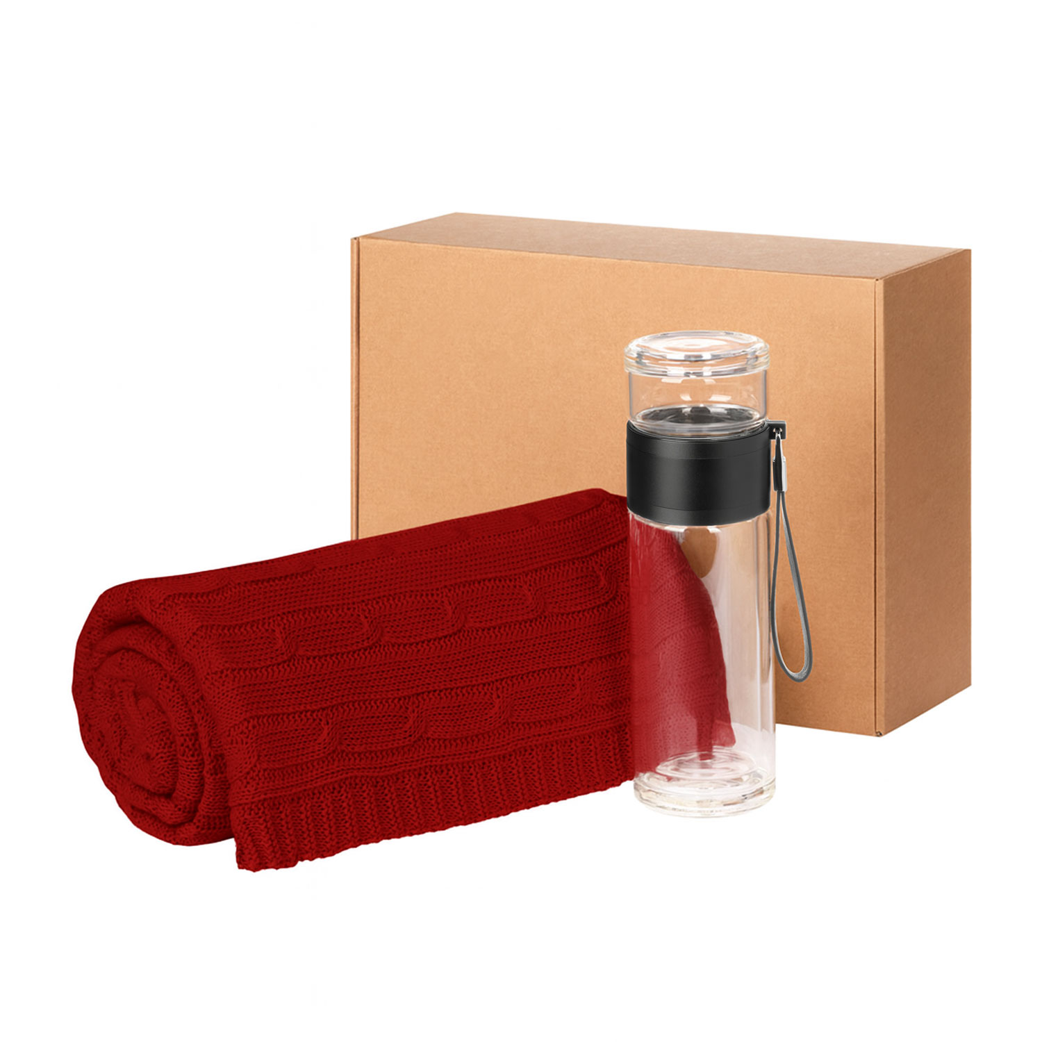 Подарочный набор Терсо (Terso), Фадо (Fado), красный (плед, термобутылка) для бизнеса